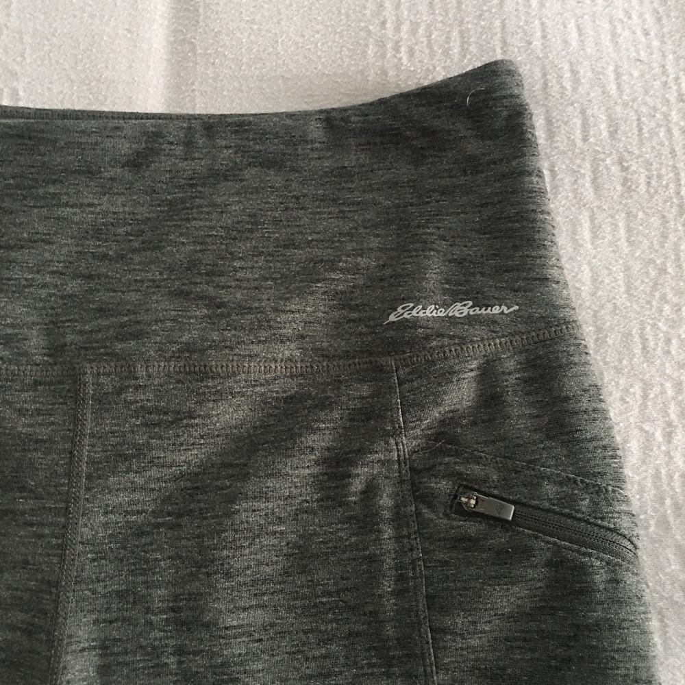 Eddie Bauer Womens Trail Tight Leggings Size M Olive High Rise Zipper Pockets